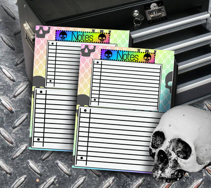 Gothic Rainbow Skull Notepad, Goth Stationery for Taking Notes or Task Management, Perfect Personalized Birthday Gift