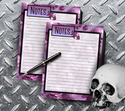 Gothic Skull Cherries Notepad, Goth Stationery for Taking Notes or Task Management, Perfect Personalized Birthday Gift