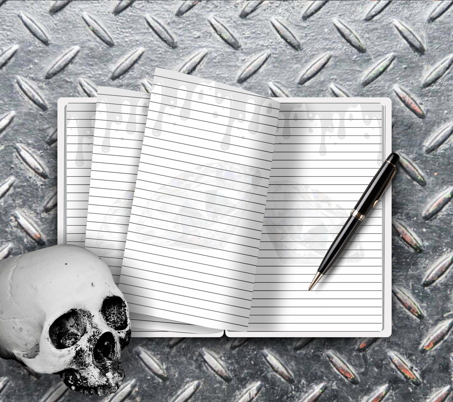 Boujie Diamond Skeleton Notebook Writing Journal, Lined Notebook for Personal Task and Notes, Keep Track of Your Daily Life