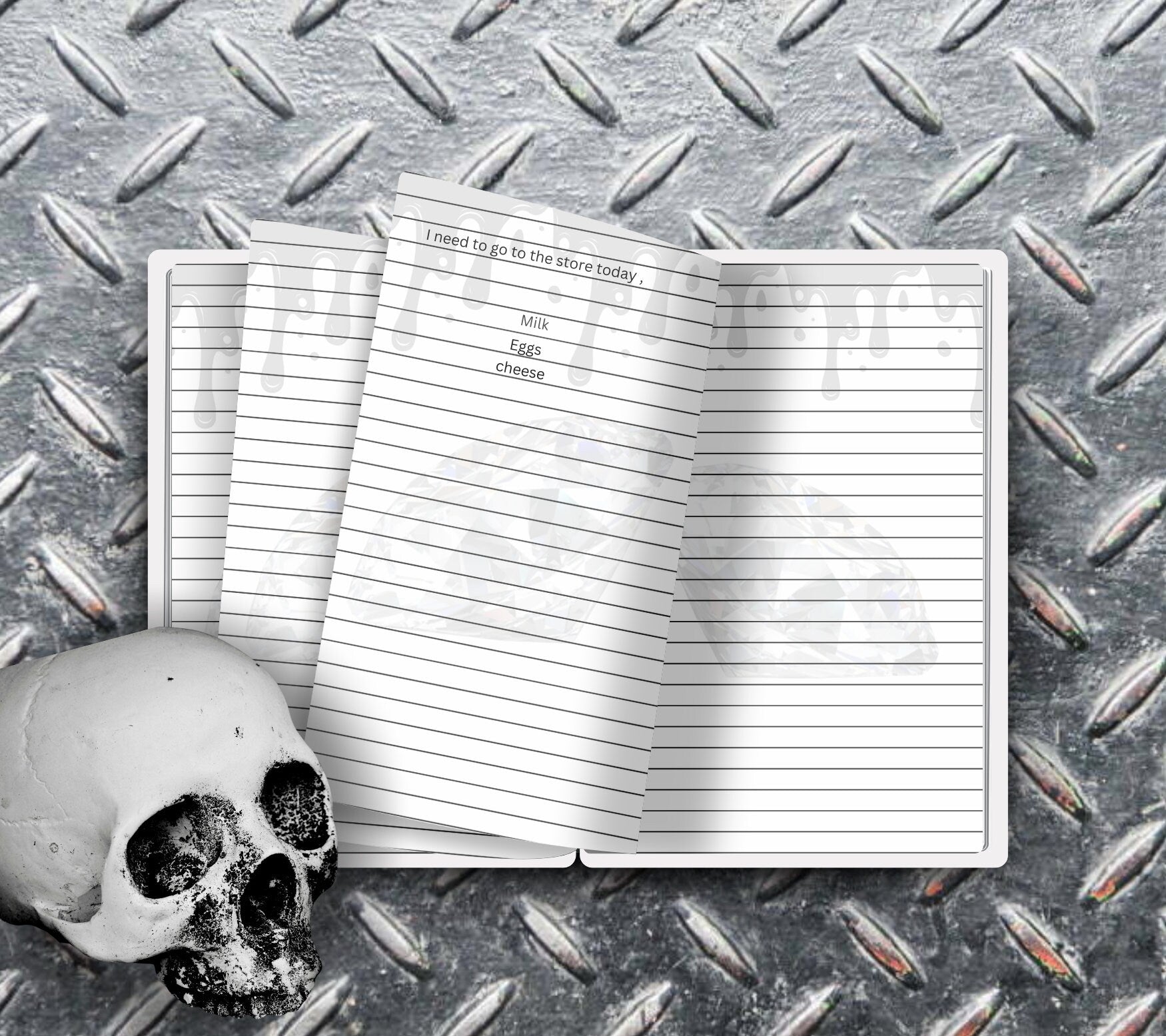 Boujie Diamond Skeleton Notebook Writing Journal, Lined Notebook for Personal Task and Notes, Keep Track of Your Daily Life