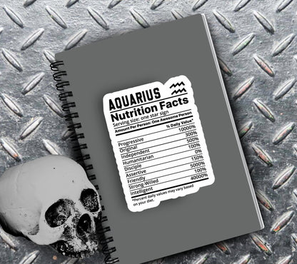 Aquarius Zodiac Nutrition Facts Sticker, Collecting & Scrapbooking - High-Quality, Vibrant Designs, Budget-Friendly Personalized Gift Ideas