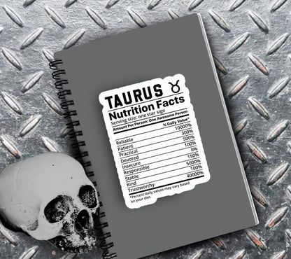 Taurus Zodiac Nutrition Facts Sticker, Collecting & Scrapbooking, High-Quality, Vibrant Designs, Budget-Friendly Personalized Gift Ideas