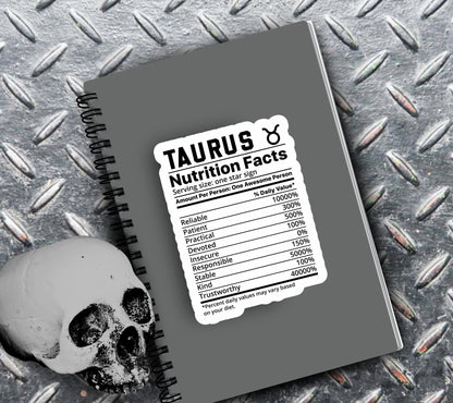 Taurus Zodiac Nutrition Facts Sticker, Collecting & Scrapbooking, High-Quality, Vibrant Designs, Budget-Friendly Personalized Gift Ideas