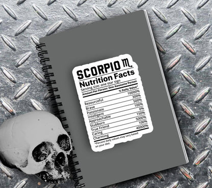 Scorpio Zodiac Nutrition Facts Sticker, Collecting & Scrapbooking - High-Quality, Vibrant Designs, Budget-Friendly Personalized Gift Ideas