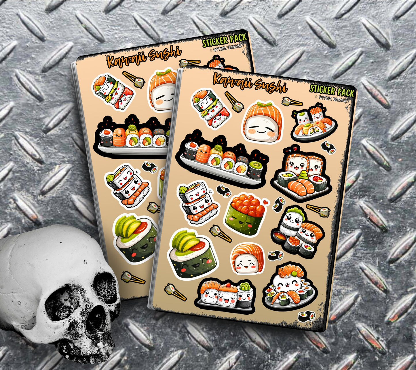 Cute Kawaii Sushi Sticker Sheets for Collecting and Scrapbooking - High-Quality, Vibrant Designs, Perfect Budget Friendly Gifts