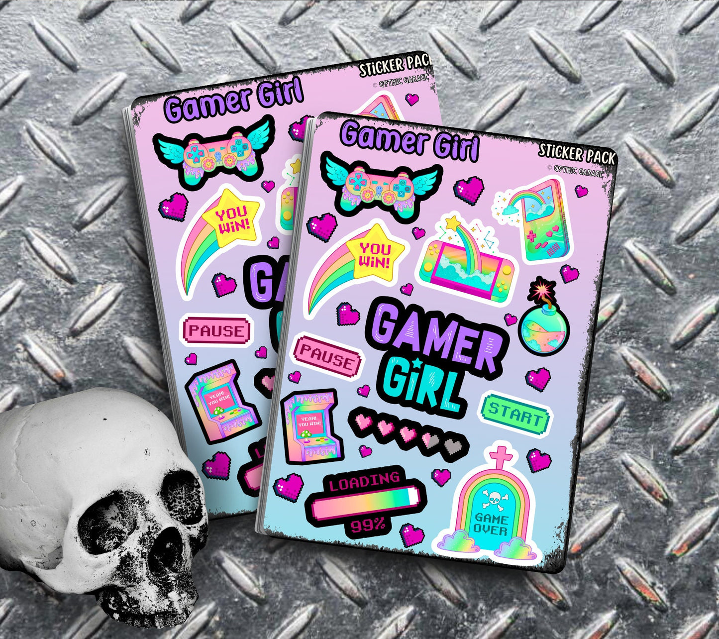 Gamer Girl Rainbow Pastel Sticker Sheets for Collecting and Scrapbooking - High-Quality, Vibrant Designs, Perfect Budget Friendly Gifts