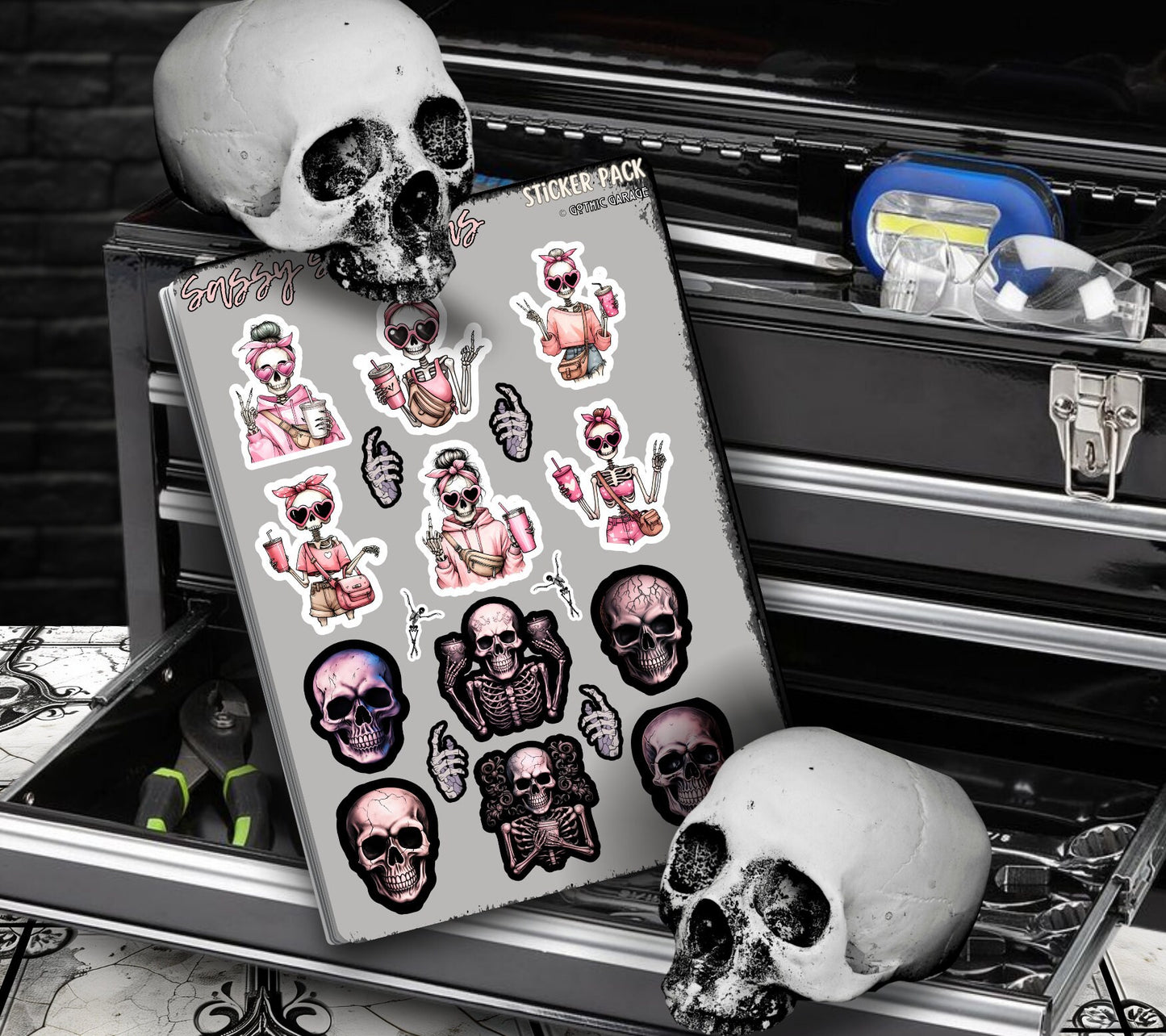 Sassy Skeletons & Skulls Sticker Sheets for Collecting and Scrapbooking - High-Quality, Vibrant Designs, Perfect Budget Friendly Gifts