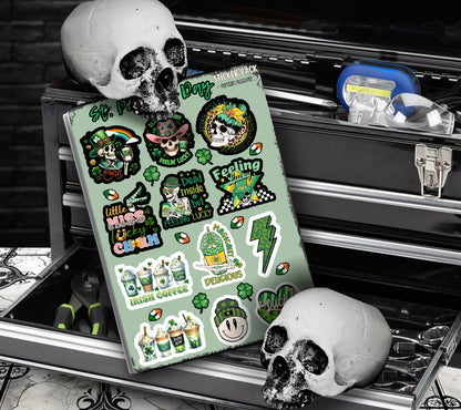 St. Patrick’s Day Sarcastic Skeleton Sticker Sheets for Collecting & Scrapbooking - High-Quality, Vibrant Designs