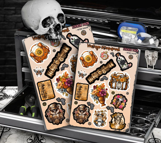 Vintage Steampunk Sticker Sheets for Collecting and Scrapbooking - High-Quality, Vibrant Designs, Perfect Budget Friendly Gifts