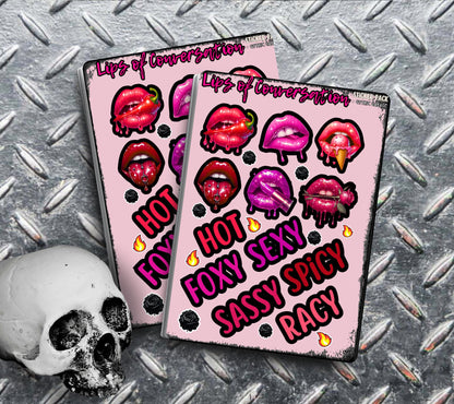 Spicy Conversation Lips Sticker Sheets for Collecting and Scrapbooking - High-Quality, Vibrant Designs, Perfect Budget Friendly Gifts