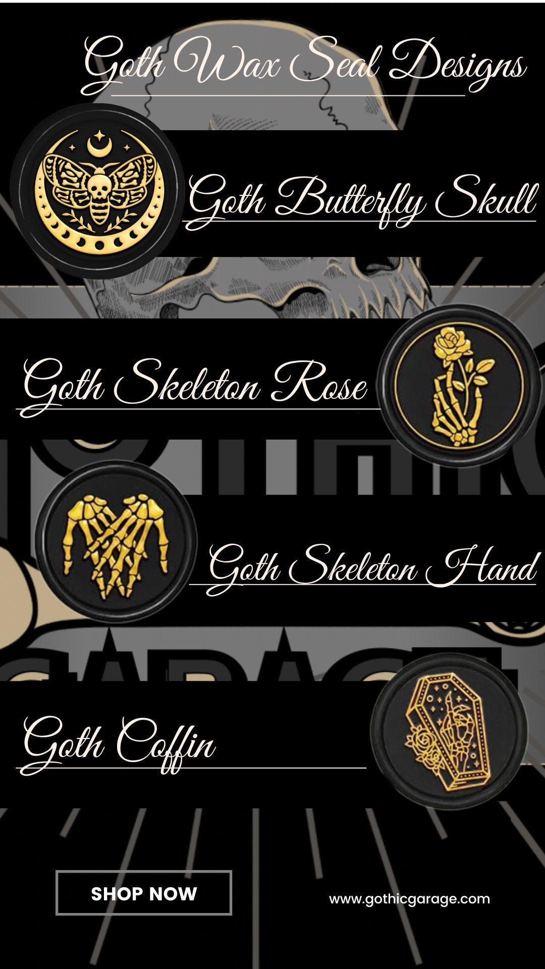 Gothic Half Skull Rose Soy Wax Seal Sticker, Handpoured & Stamped, Elegant Addition for Gothic Wedding Envelopes and Invitations