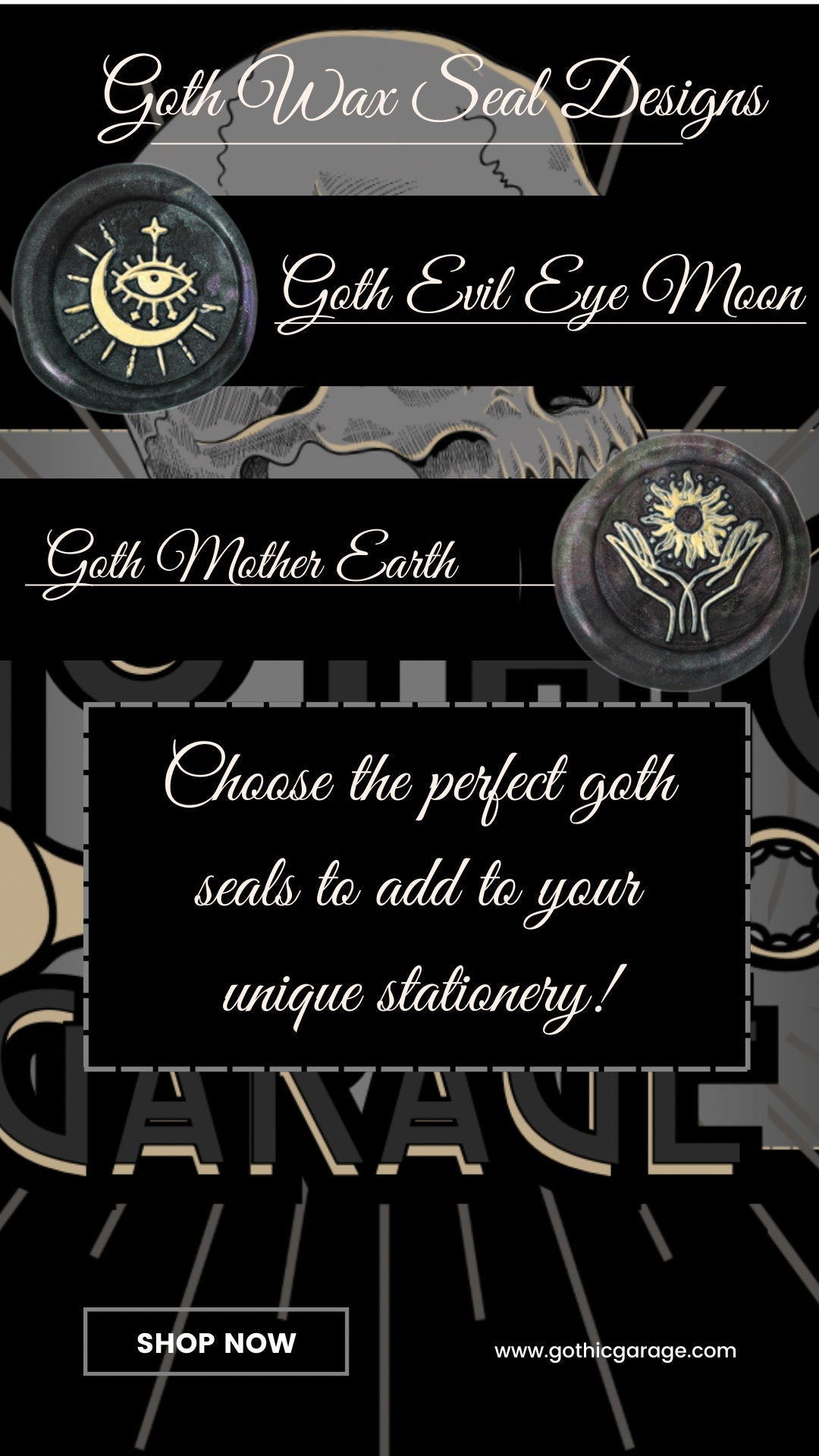 Gothic Half Skull Rose Soy Wax Seal Sticker, Handpoured & Stamped, Elegant Addition for Gothic Wedding Envelopes and Invitations