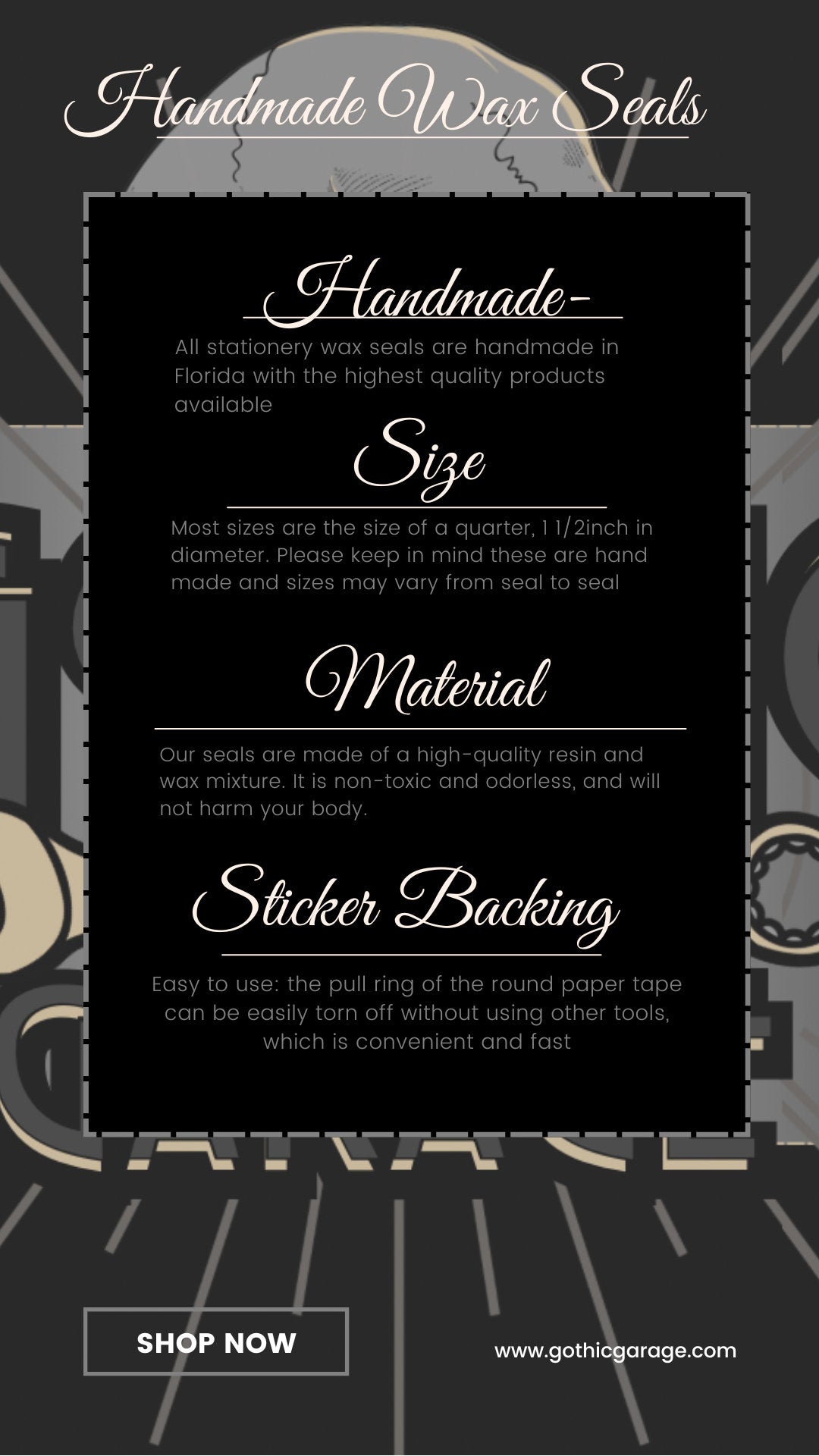 Gothic Ribcage Wax Seal – Dark Anatomical Wax Seal Stickers for Invitations, Stationery & Journals