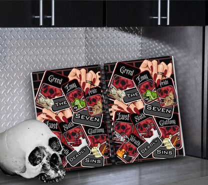 7 Deadly Sins Reusable Sticker Book, Gothic Vibe Sticker Album, Perfect Gift to Personalize for Goth Lovers & Sticker Collectors