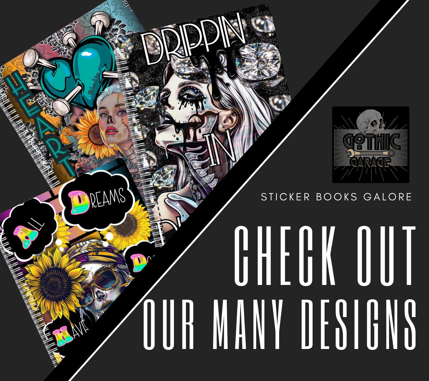 7 Deadly Sins Reusable Sticker Book, Gothic Vibe Sticker Album, Perfect Gift to Personalize for Goth Lovers & Sticker Collectors