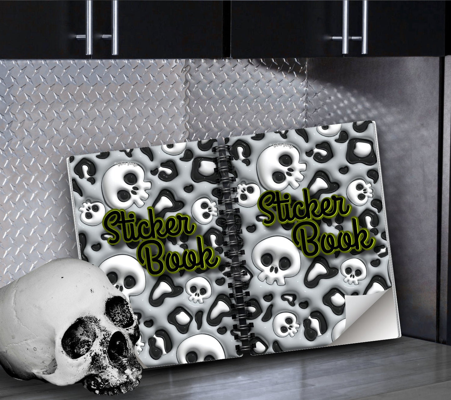 Cartoon Skeletons Reusable Sticker Book, Perfect Gift to Personalize, Kids and Adult Friendly Sticker Organizer