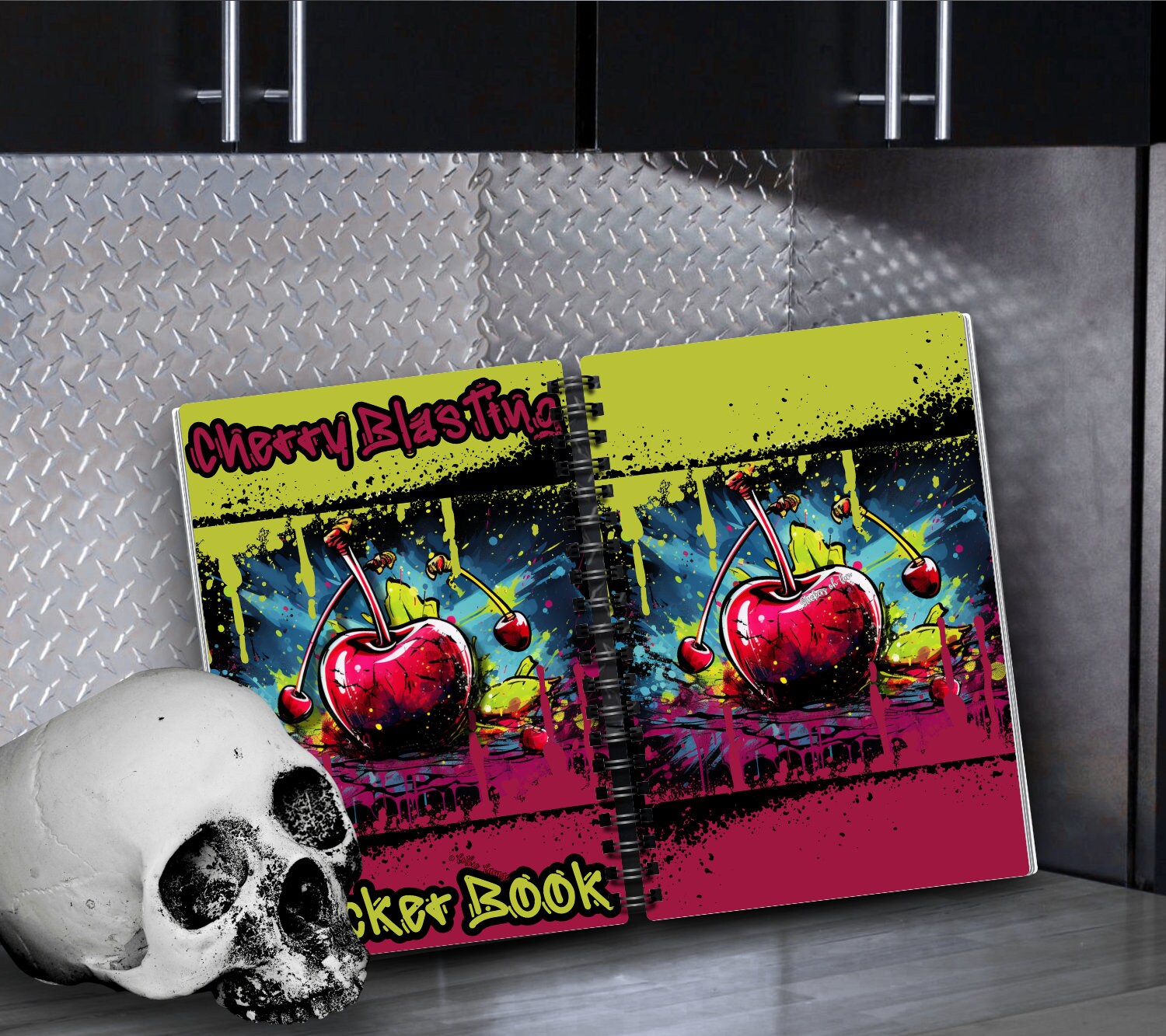 Cherry Blast Reusable Sticker Book, Perfect Gift to Personalize, Kids and Adult Friendly Sticker Organizer