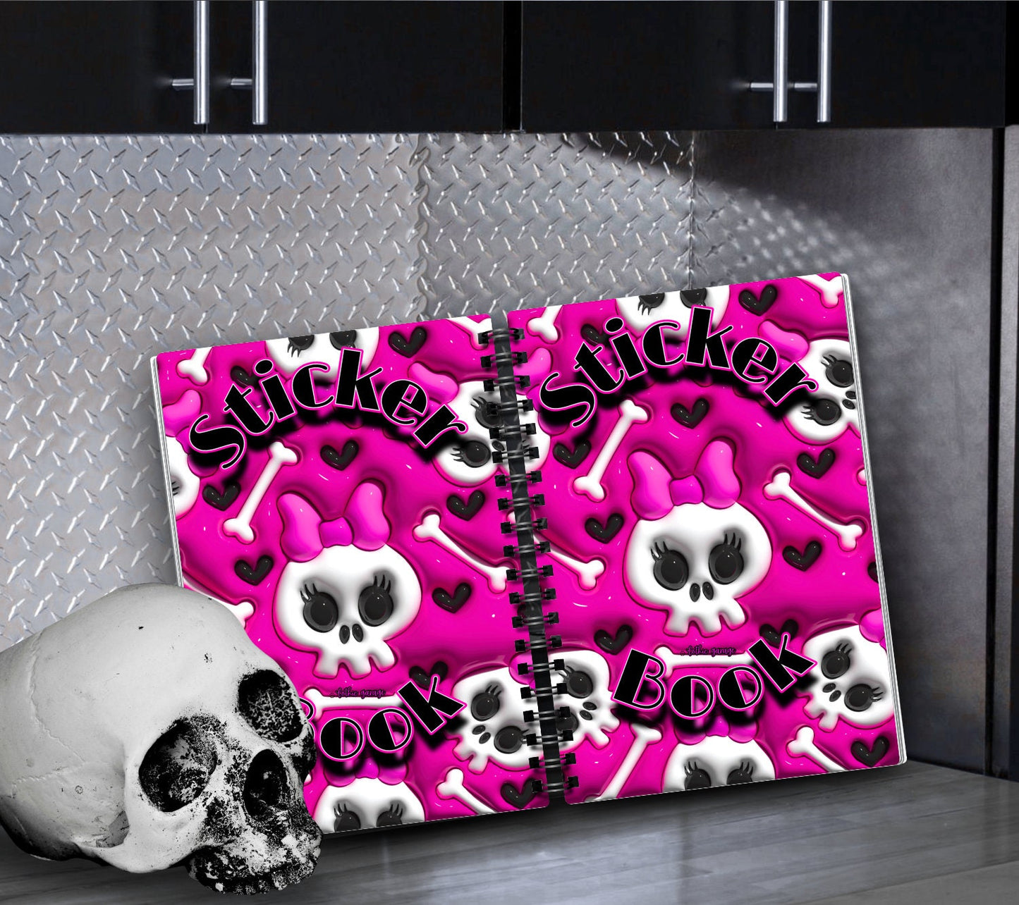 Girl Skeletons Reusable Sticker Book, Perfect Gift to Personalize, Kids and Adult Friendly Sticker Organizer