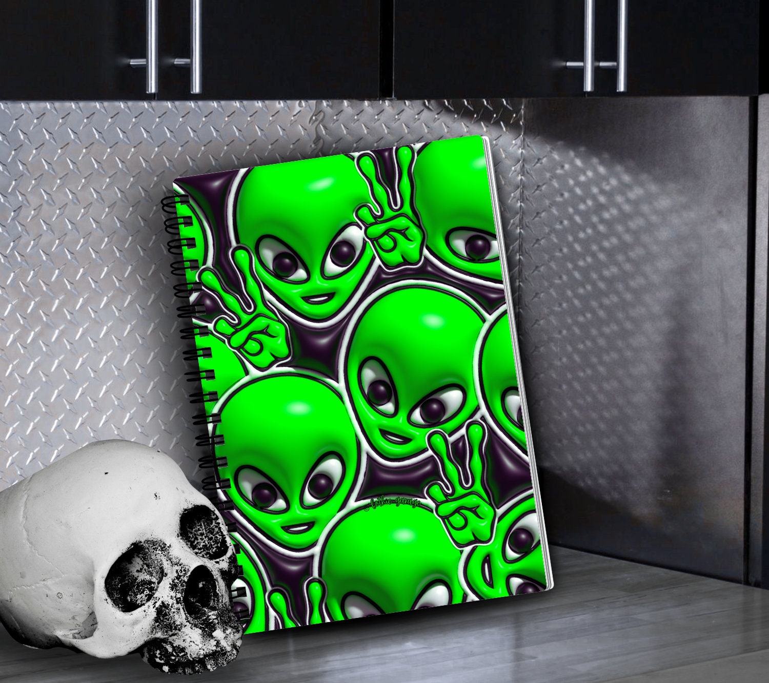 Happy Aliens Reusable Sticker Book, Space Vibe Sticker Album, Perfect Gift to Personalize for Intergalactic Sticker Collecting