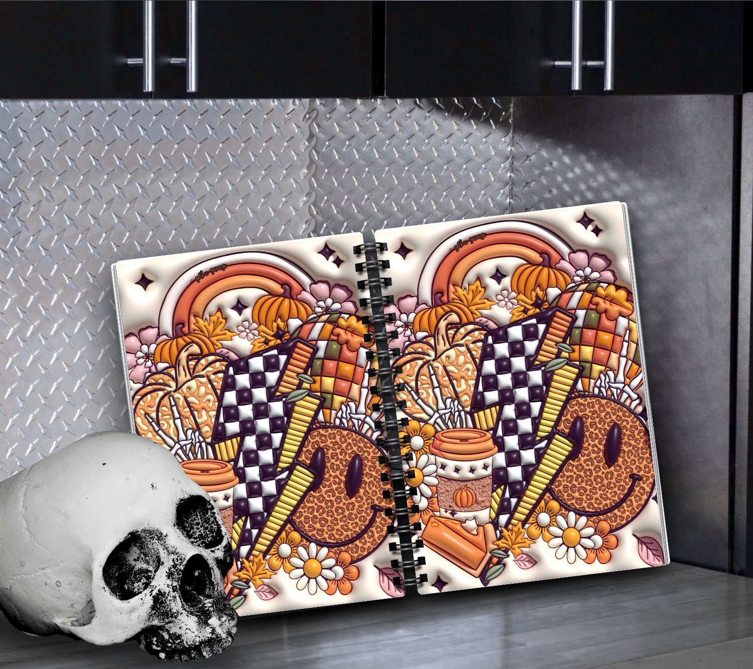 Happy Fall Collage Reusable Sticker Book, Spooky Vibe Sticker Album, Perfect Gift to Personalize for Sticker Collectors