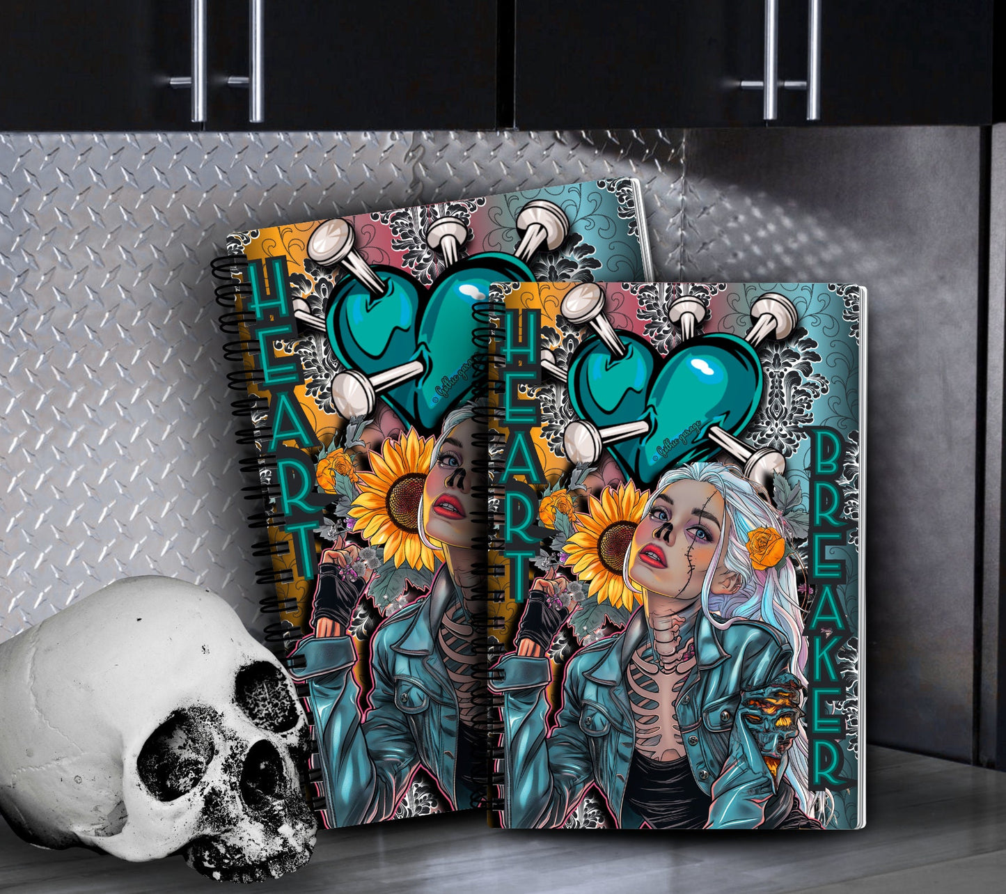 Heart Breaker Skeleton Reusable Sticker Book, Gothic Vibe Sticker Album, Perfect Gift to Personalize for Goth Lovers & Sticker Collectors