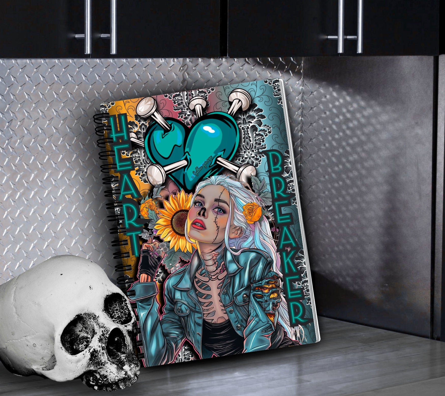 Heart Breaker Skeleton Reusable Sticker Book, Gothic Vibe Sticker Album, Perfect Gift to Personalize for Goth Lovers & Sticker Collectors