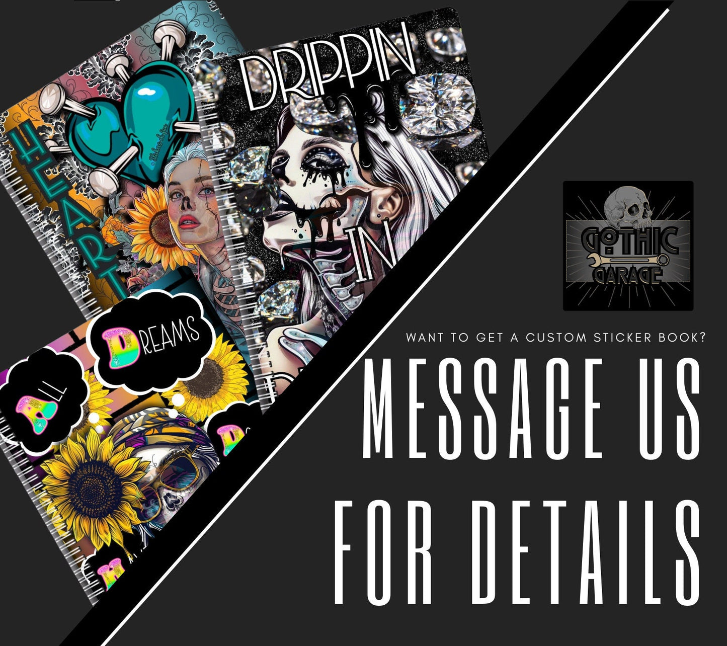 Heart Breaker Skeleton Reusable Sticker Book, Gothic Vibe Sticker Album, Perfect Gift to Personalize for Goth Lovers & Sticker Collectors