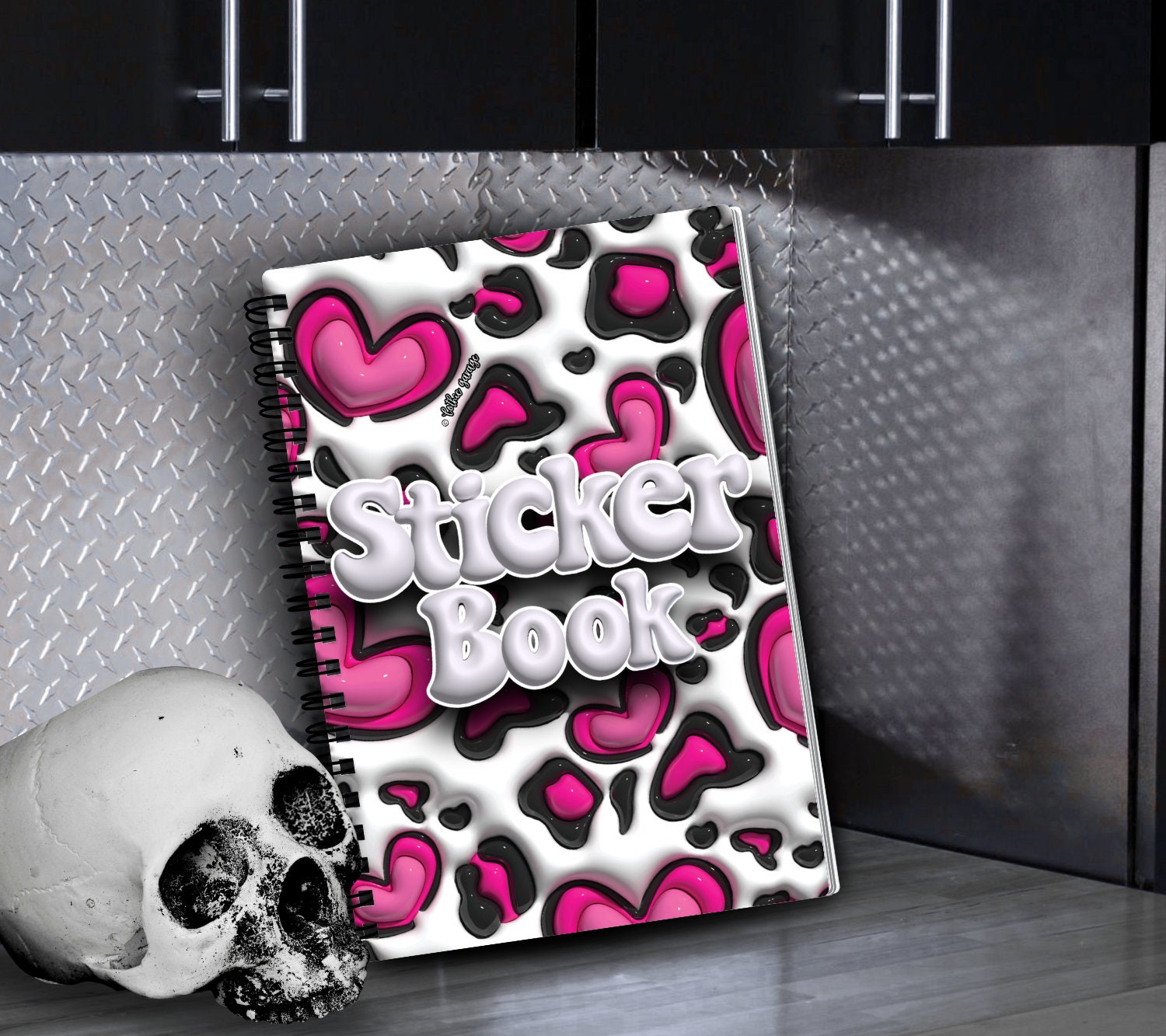 Leopard Hearts Reusable Sticker Book, Perfect Gift to Personalize, Kids and Adult Friendly Sticker Organizer