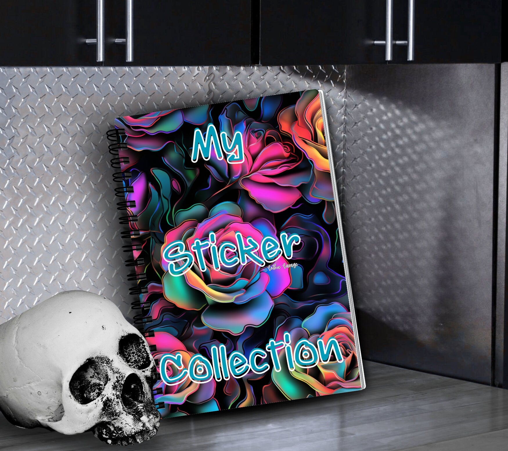 Neon Roses Reusable Sticker Book, Perfect Album for Floral Sticker Designs without Placement Commitments