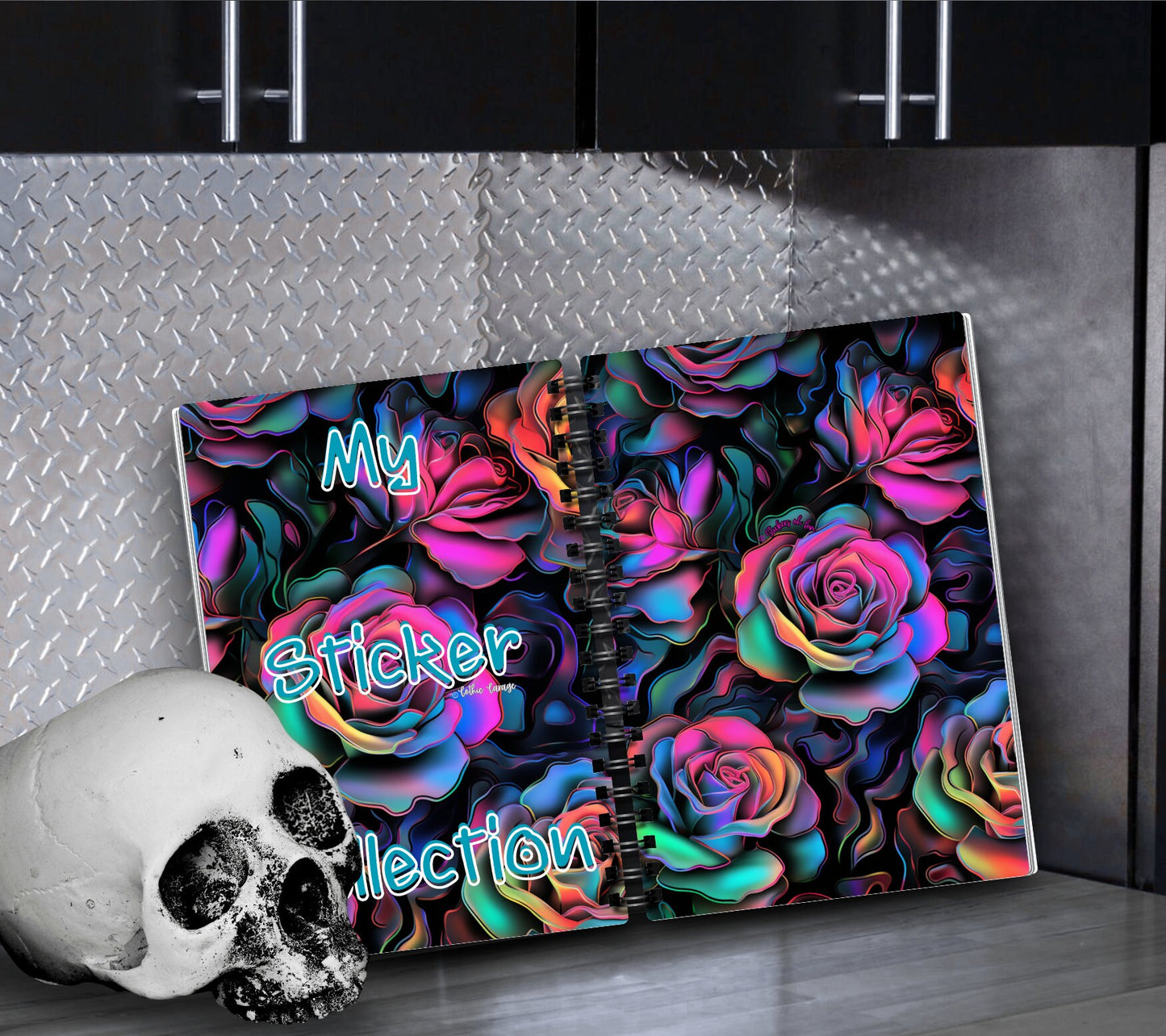 Neon Roses Reusable Sticker Book, Perfect Album for Floral Sticker Designs without Placement Commitments