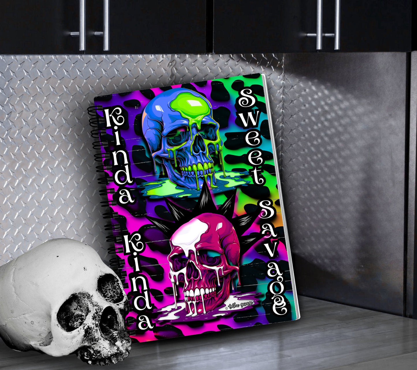 Savage Punk Skull Reusable Sticker Book, Gothic Vibe Sticker Album, Perfect Gift to Personalize for Goth Lovers & Sticker Collectors