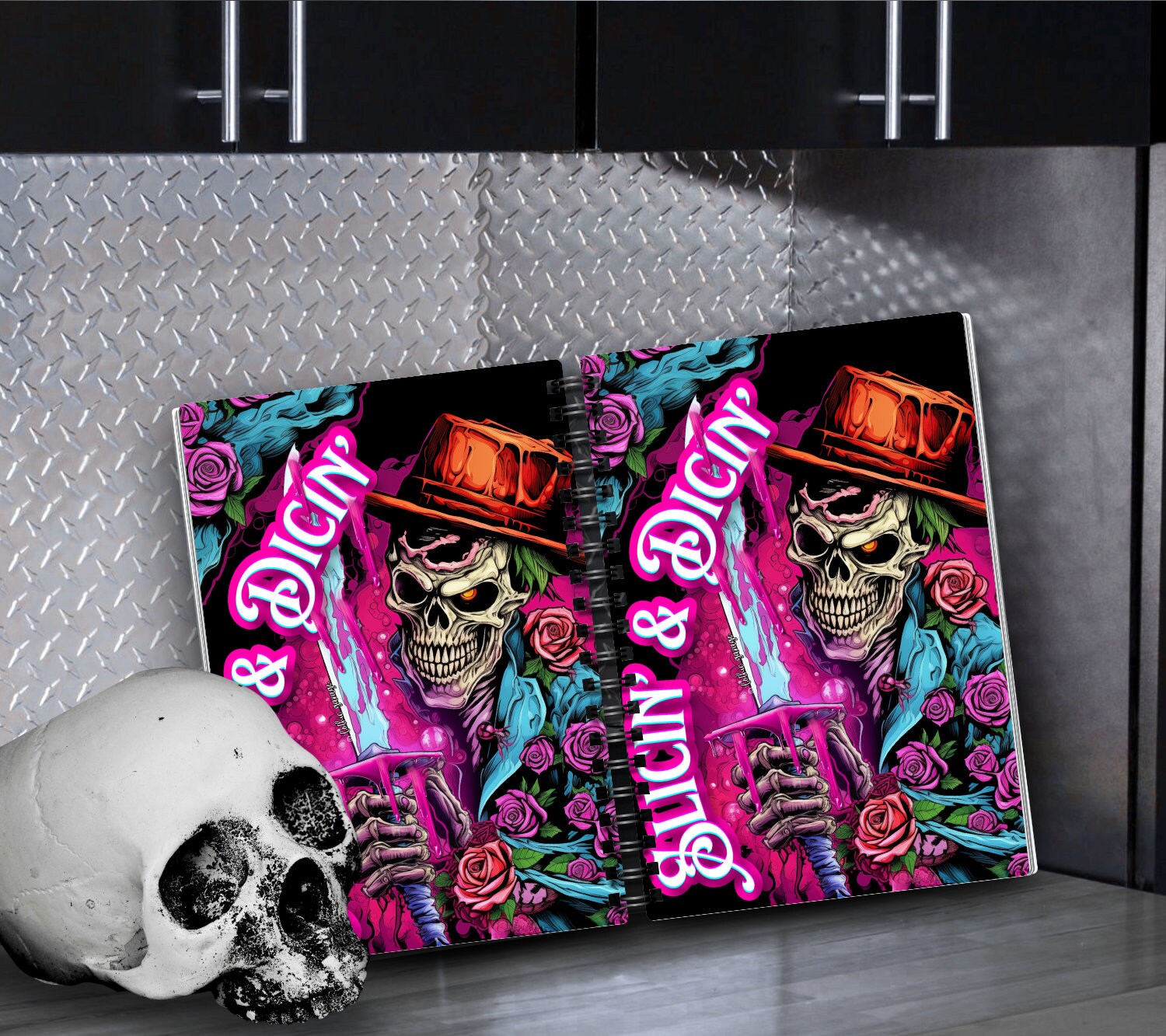 Skeleton Comic Book Villian Reusable Sticker Book, Perfect Gift to Personalize for Gothic Comic Lovers & Sticker Collectors