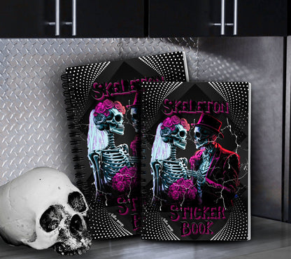 Skeleton Lovers Reusable Sticker Book, Gothic Vibe Sticker Album, Perfect Gift to Personalize for Goth Lovers & Sticker Collectors