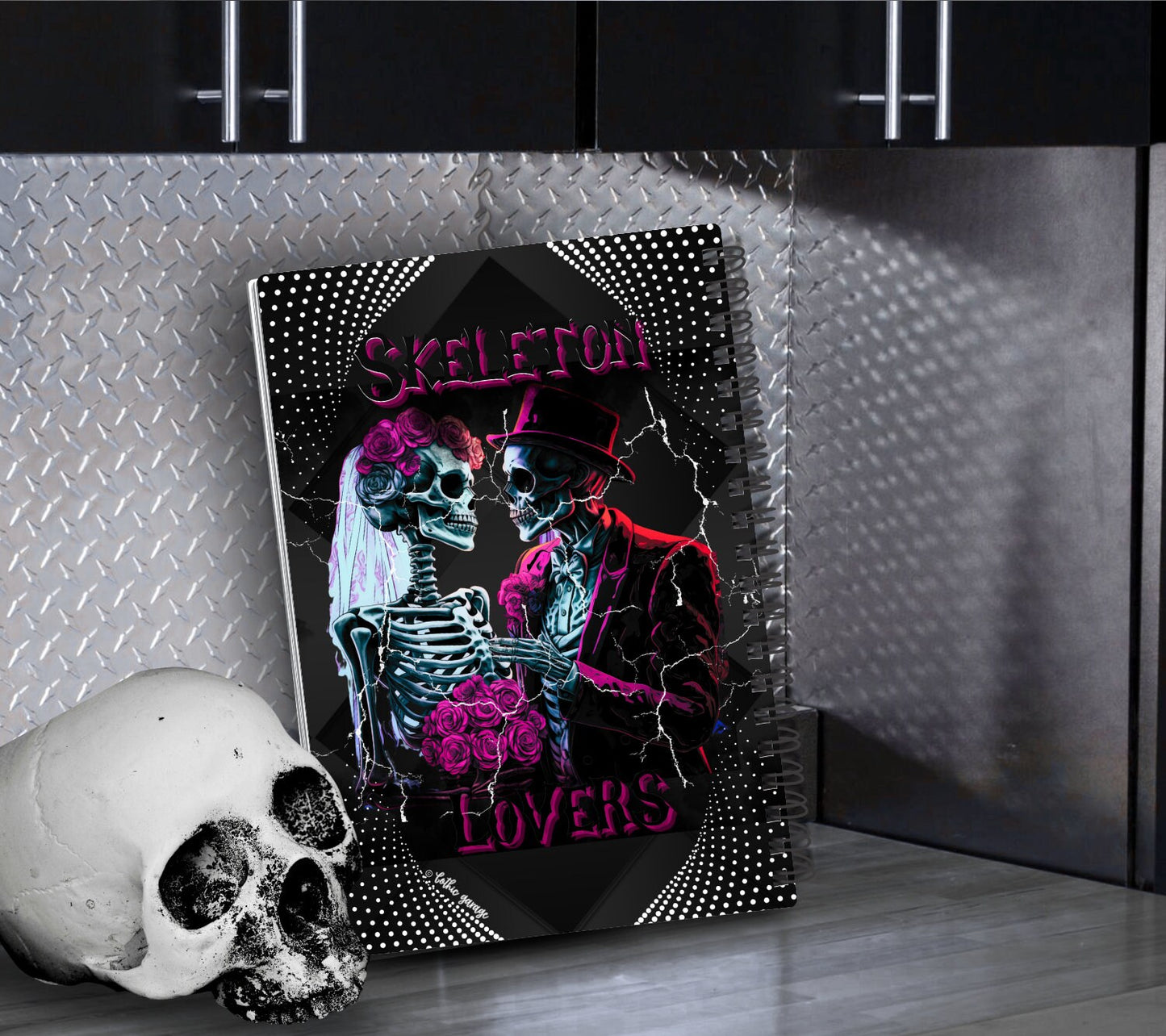 Skeleton Lovers Reusable Sticker Book, Gothic Vibe Sticker Album, Perfect Gift to Personalize for Goth Lovers & Sticker Collectors