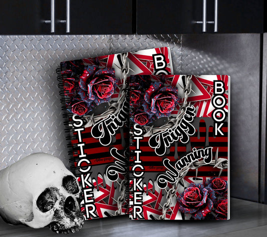 Trigger Warning Reusable Sticker Book, Gothic Vibe Sticker Album, Perfect Gift to Personalize for Goth Lovers & Sticker Collectors