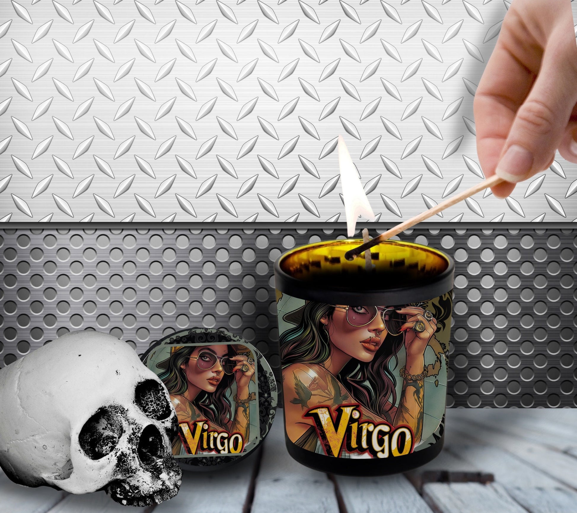 Virgo Gothic Zodiac Candle, Perfect Allure to Goth Home Decor for a Luxurious Experience, High-Quality Personalized Unique Goth Gifts