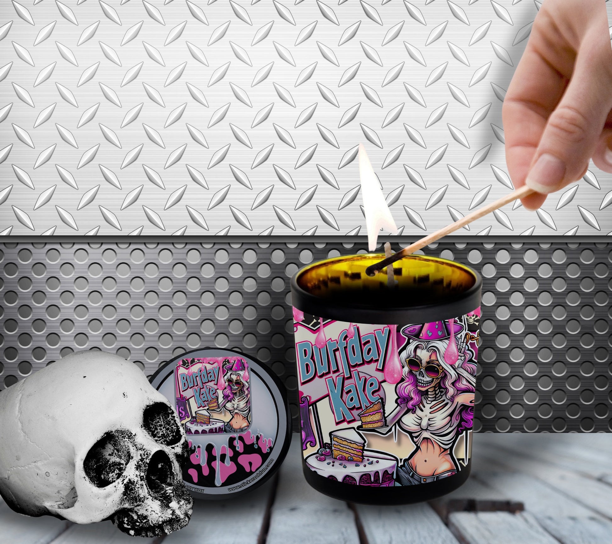 Birthday Cake Gothic Candle Perfect for Dark Home Decor & Unique Goth Gifts, Intricately Designed for a Mysterious Modern Ambiance