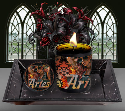 Aries Gothic Zodiac Candle, Perfect Allure to Goth Home Decor for a Luxurious Experience, High-Quality Personalized Unique Goth Gifts