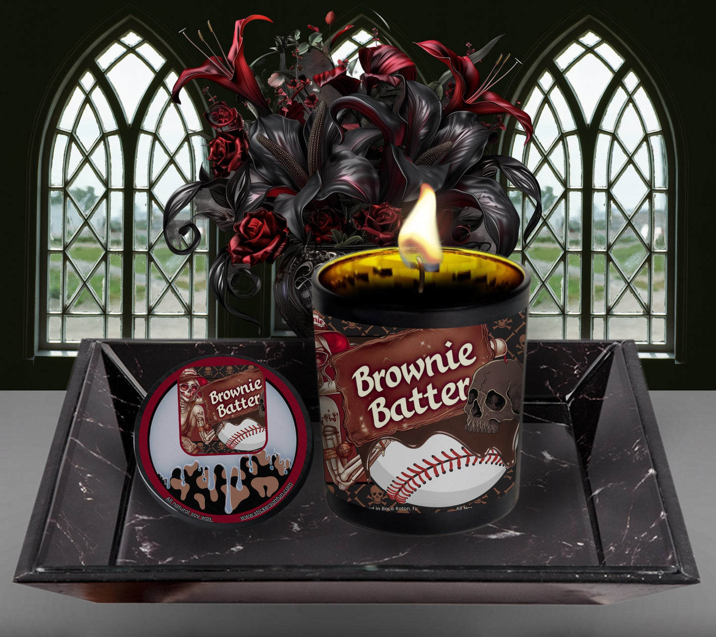 Brownie Batter Gothic Candle, Perfect for Dark Home Decor & Unique Goth Gifts, Intricately Designed for a Mysterious Modern Ambiance