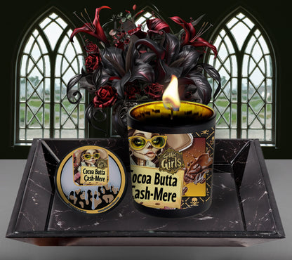 Cocoa Butter Cashmere Gothic Candle Perfect for Dark Home Decor & Unique Goth Gifts, Intricately Designed for a Mysterious Modern Ambiance