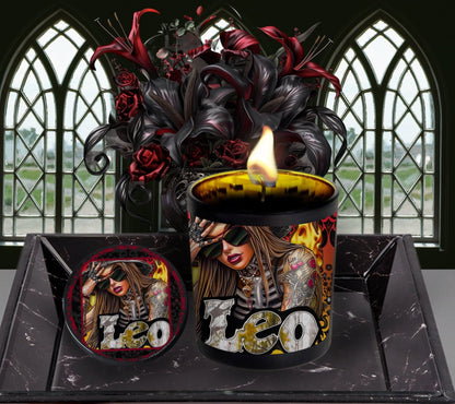 Leo Gothic Zodiac Candle, Perfect Allure to Goth Home Decor for a Luxurious Experience, High-Quality Personalized Unique Goth Gifts