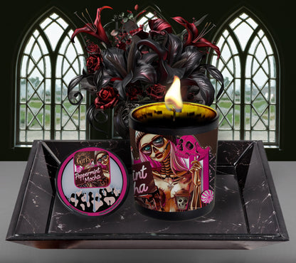 Peppermint Mocha Gothic Candle Perfect for Dark Home Decor & Unique Goth Gifts, Intricately Designed for a Mysterious Modern Ambiance