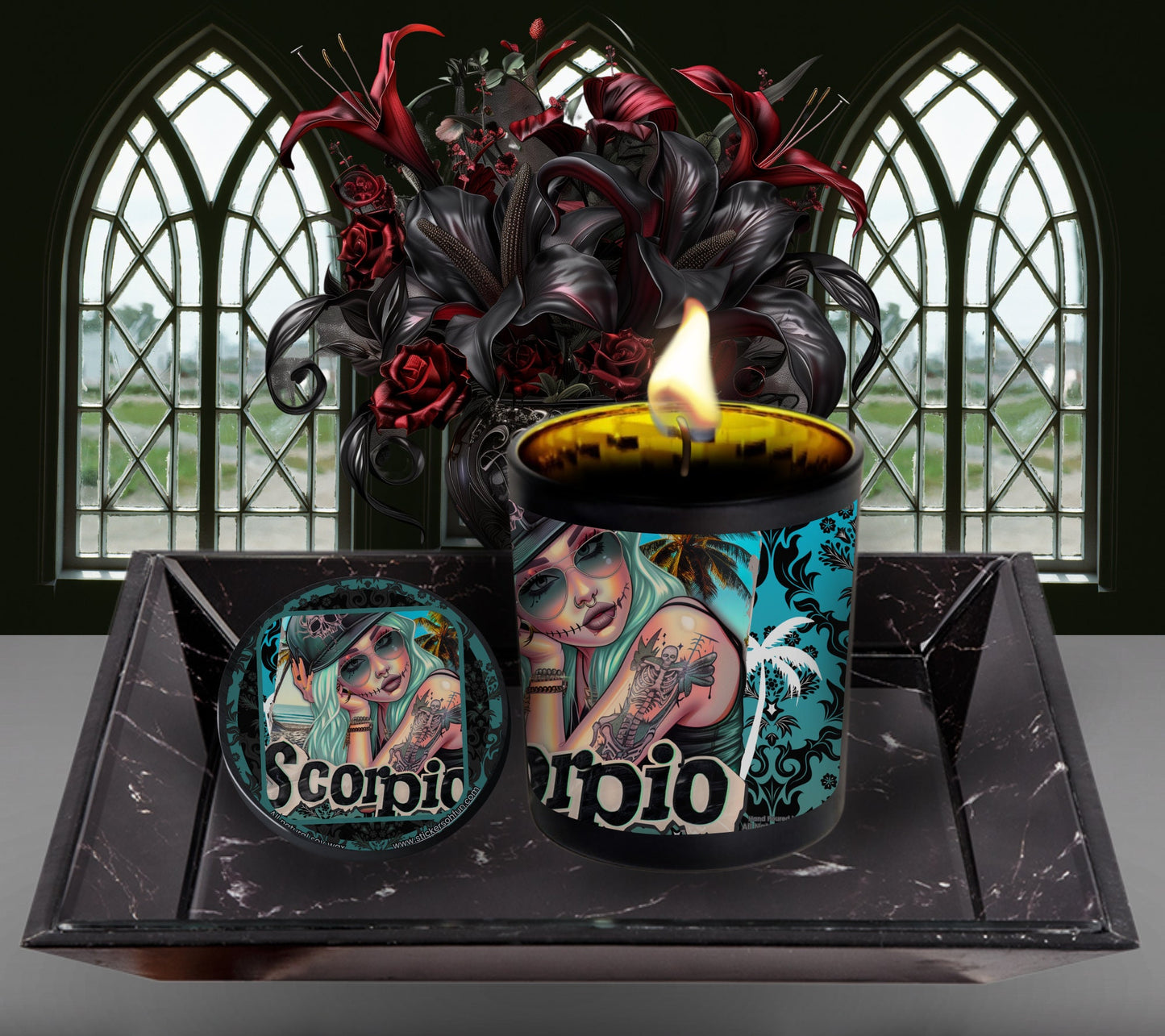 Scorpio Gothic Zodiac Candle, Perfect Allure to Goth Home Decor for a Luxurious Experience, High-Quality Personalized Unique Goth Gifts