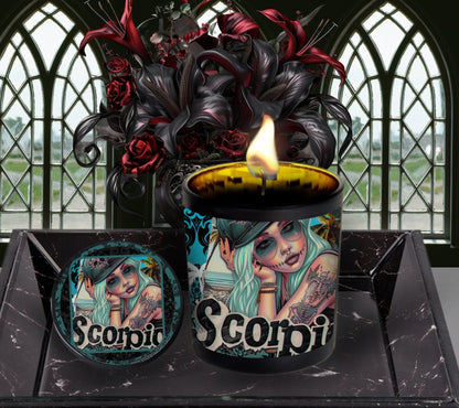 Scorpio Gothic Zodiac Candle, Perfect Allure to Goth Home Decor for a Luxurious Experience, High-Quality Personalized Unique Goth Gifts