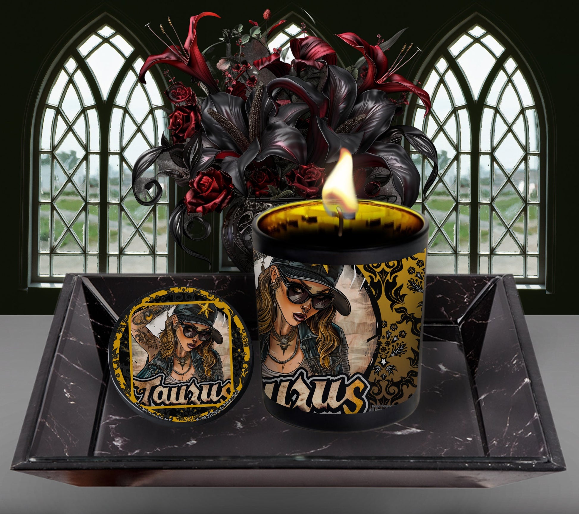 Taurus Gothic Zodiac Candle, Perfect Allure to Goth Home Decor for a Luxurious Experience, High-Quality Personalized Unique Goth Gifts