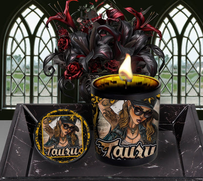 Taurus Gothic Zodiac Candle, Perfect Allure to Goth Home Decor for a Luxurious Experience, High-Quality Personalized Unique Goth Gifts