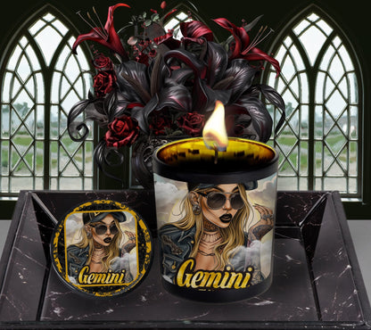 Gemini Gothic Zodiac Candle, Perfect Allure to Goth Home Decor for a Luxurious Experience, High-Quality Personalized Unique Goth Gifts