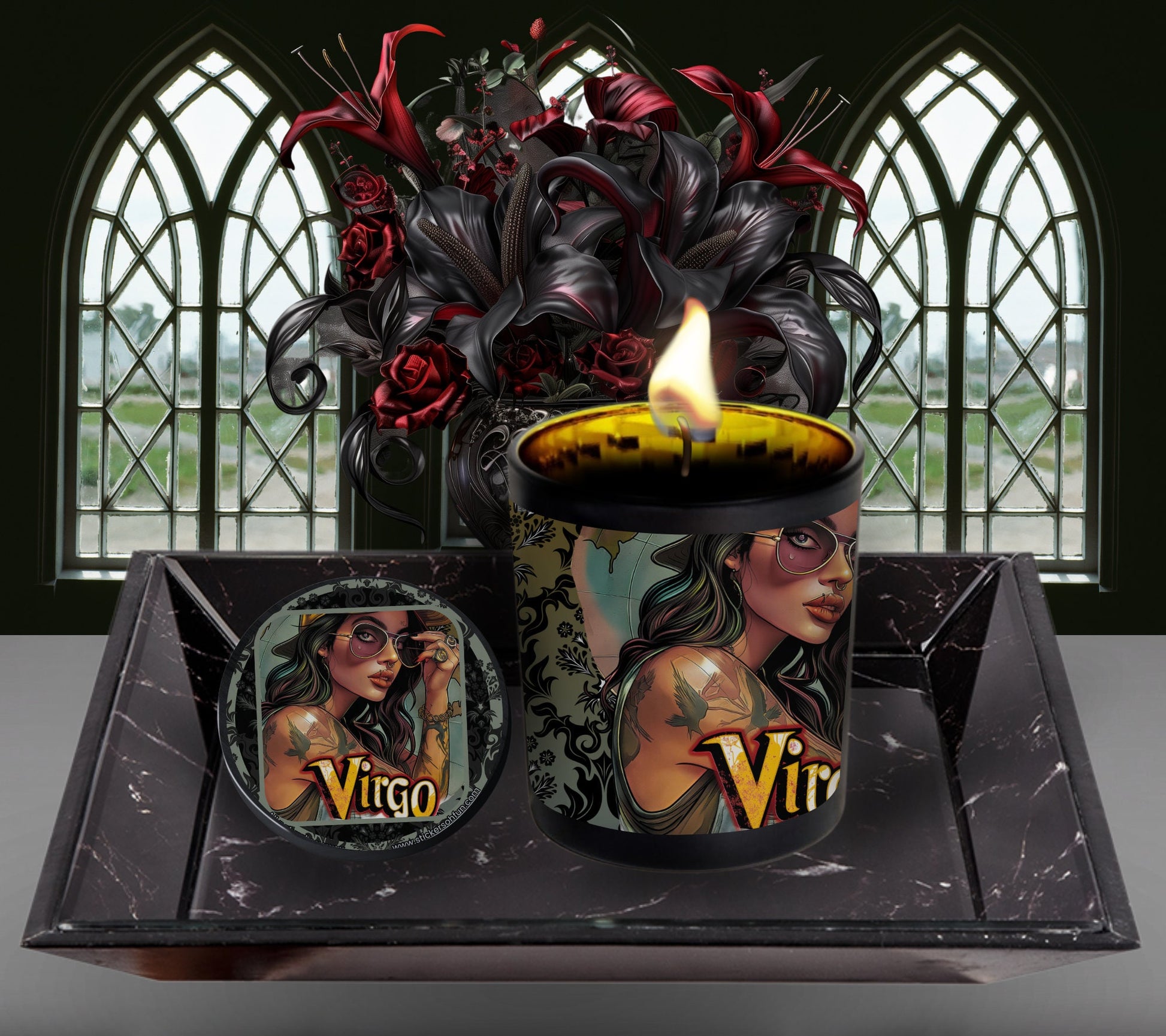 Virgo Gothic Zodiac Candle, Perfect Allure to Goth Home Decor for a Luxurious Experience, High-Quality Personalized Unique Goth Gifts