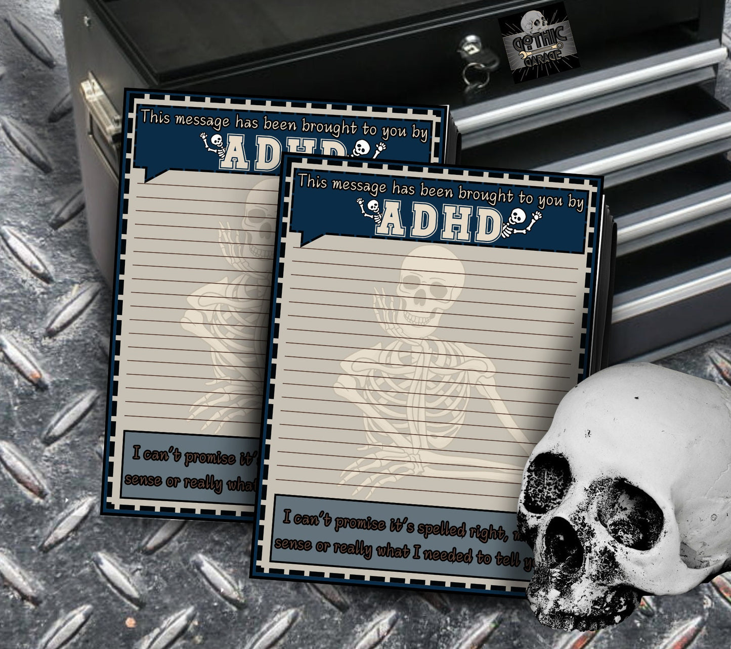 ADHD Funny Skeleton Work Notepad, Sarcastic & Sassy, Perfect Gift for Adults Coping with ADHD, Coworkers and Friends