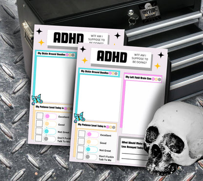 Adult ADHD Humor Notepad, Sarcastic & Sassy, Perfect Gift for Adults Coping with ADHD, Coworkers and Friends